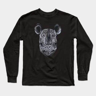 Swirly Rhino Portrait Long Sleeve T-Shirt